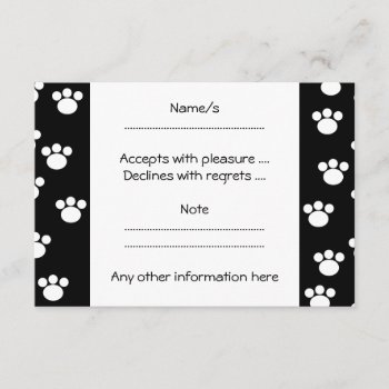 Black And White Animal Paw Print Pattern. Rsvp Card by Graphics_By_Metarla at Zazzle