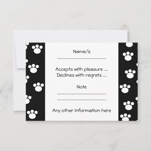 Black and White Animal Paw Print Pattern. Personalized Announcements