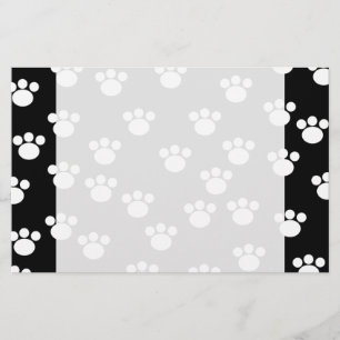Black and White Animal Paw Print Pattern. Stationery