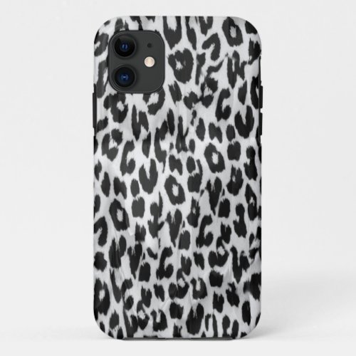 Black and white animal print fur skin of leopard iPhone 11 case
