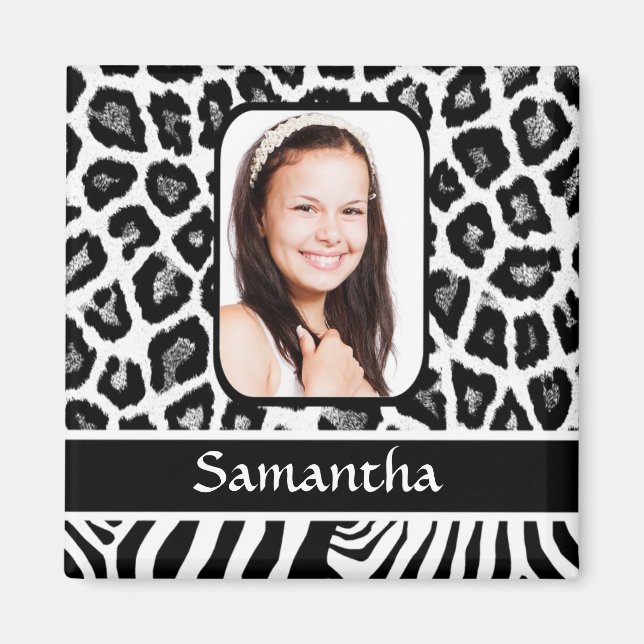Black and white animal print magnet (Front)