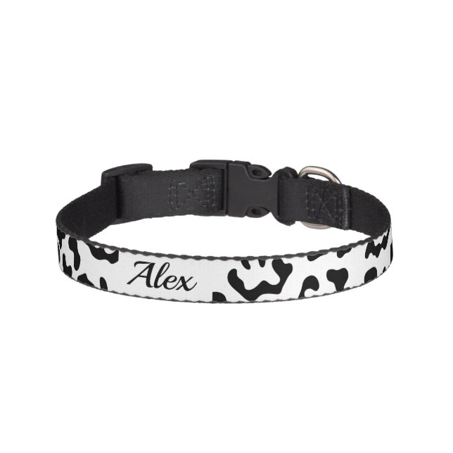 Black And White Animal Print Pet Collar (Front)