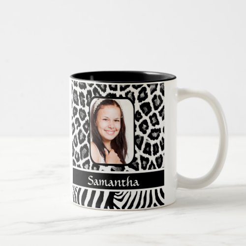 Black and white animal print Two_Tone coffee mug