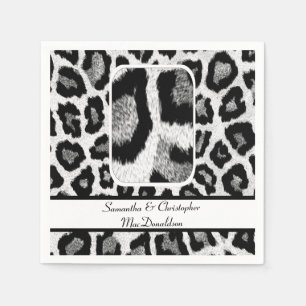 Black and white animal print wedding napkins
