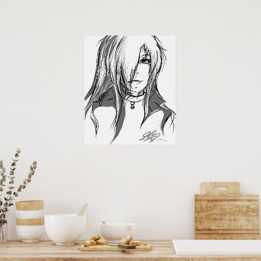 Black and white anime girl poster | Zazzle