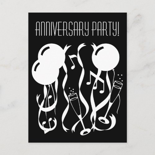 Black and white anniversary party invite postcards