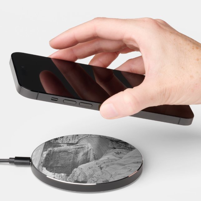 Black and White Ansel Adams Canyon Photograph Wireless Charger (Hand)