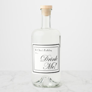 Black and White Apothecary Style Drink Me! Liquor Bottle Label