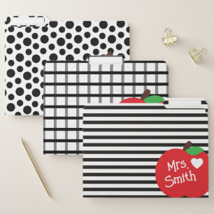 Black and White Apple File Folders