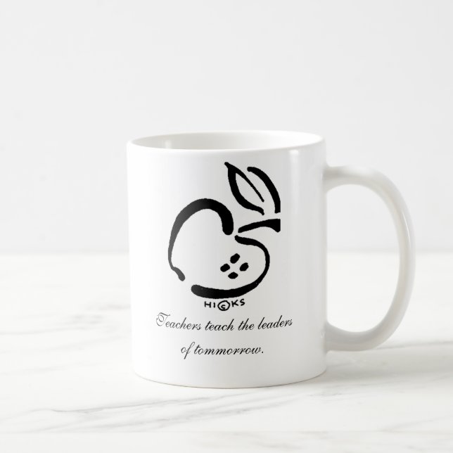 Black and white apple, Teachers teach the leade... Coffee Mug (Right)