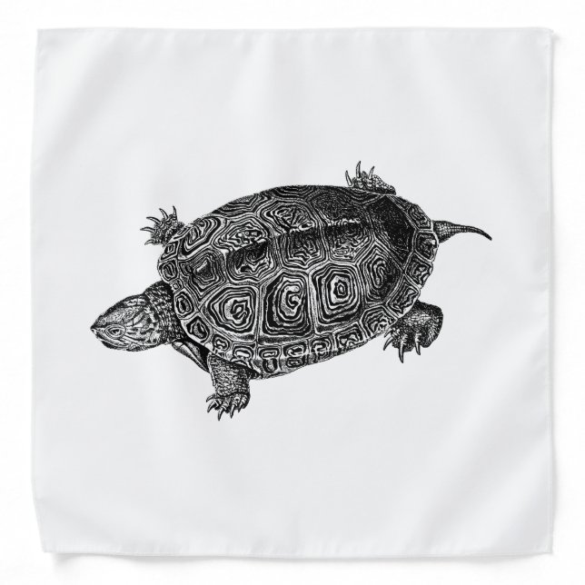 Black and White Aquatic Turtle Bandana (Front)