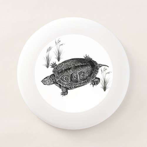 Black and White Aquatic Turtle Wham_O Frisbee