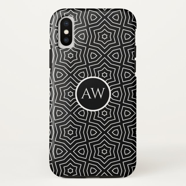 Black and White Arabesque Stars Personalised Case-Mate iPhone Case (Back)