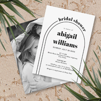 Black and white arch wedding bridal shower invitation