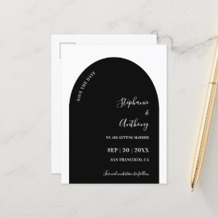 Black and White Arch Wedding Save the Date  Announcement Postcard