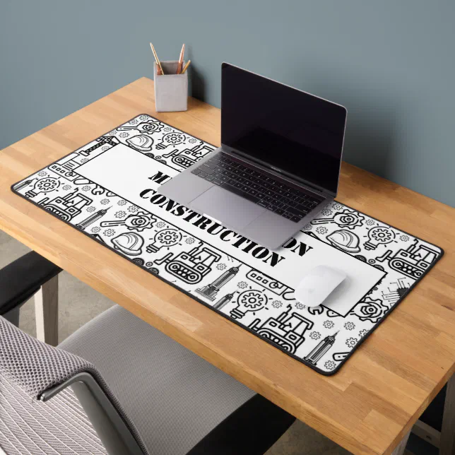 Blueprint Table Mat black and white Architectural Blueprint Engineer Desk Mat | Zazzle