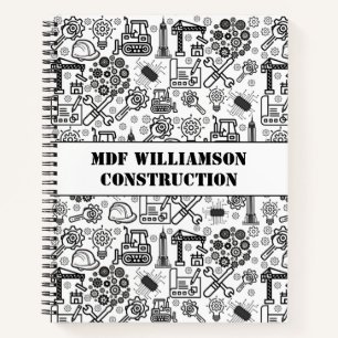 black and white Architectural Blueprint Engineer Notebook