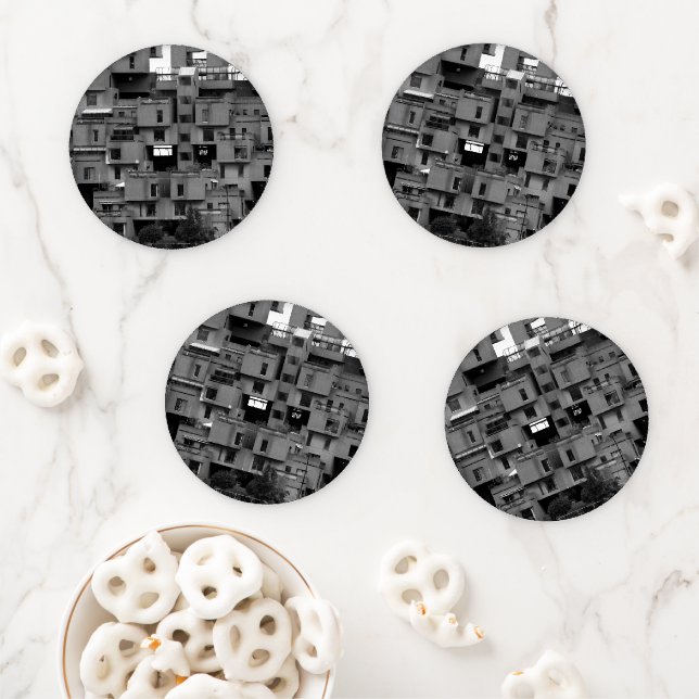 Black and White Architectural  Coaster Set (In Situ)
