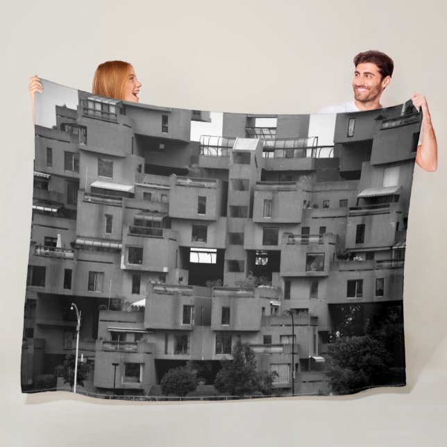 Black and White Architectural Fleece Blanket (In Situ)