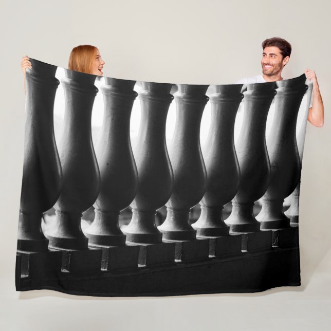 Black and White Architecture Fleece Blanket (In Situ)