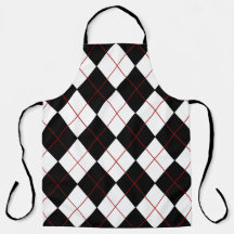 Black and White Argyle Allover Apron