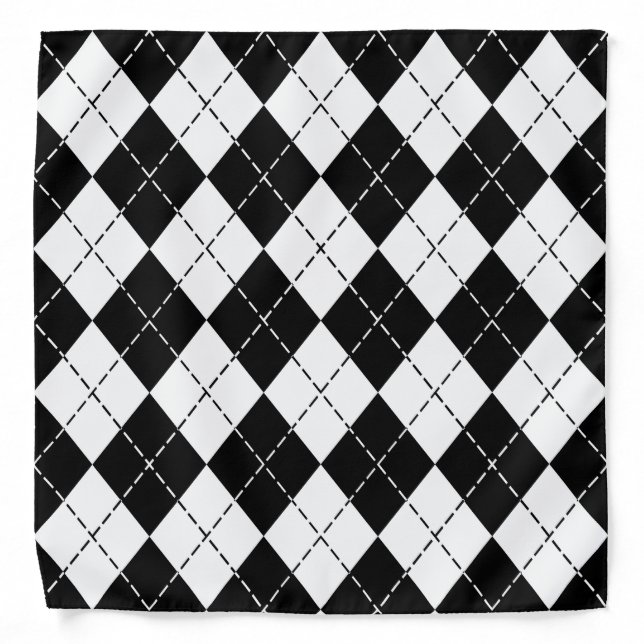 Black and White Argyle Bandana (Front)