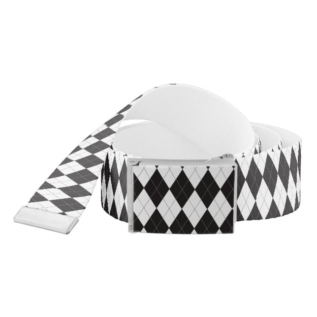 Black and White Argyle Belt (Snake)