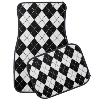 Black and White Argyle Car Mats