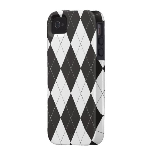 Black and White Argyle Case-Mate iPhone Case (Back Left)