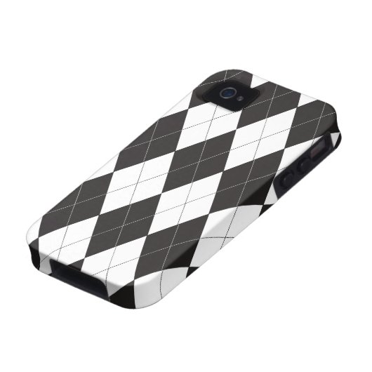 Black and White Argyle Case-Mate iPhone Case (Bottom)