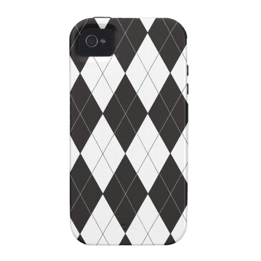 Black and White Argyle Case-Mate iPhone Case (Back)