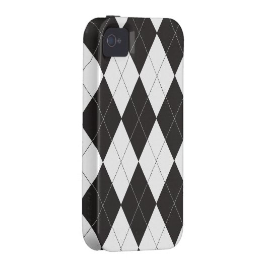 Black and White Argyle Case-Mate iPhone Case (Back/Right)