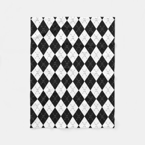 Black and White Argyle Fleece Blanket