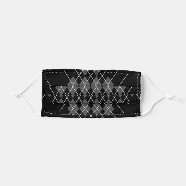 Black and White Argyle Pattern Adult Cloth Face Mask
