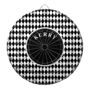Black and White Argyle Pattern Dart Board