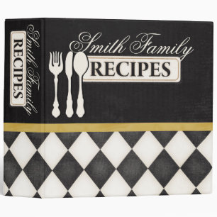 Black and White Argyle Recipe Binder
