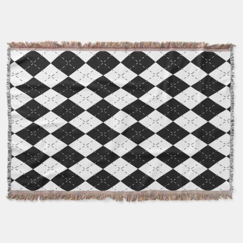 Black and White Argyle Throw Blanket