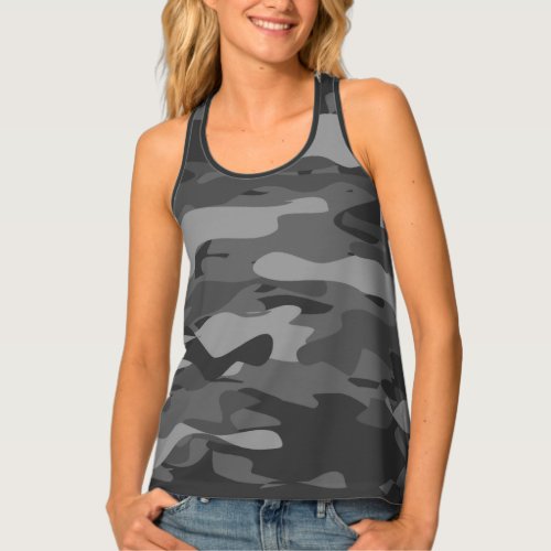 Black and white army camo racerback tank top