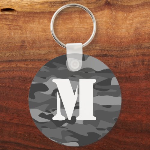 Black and white army camouflage custom monogram keychain