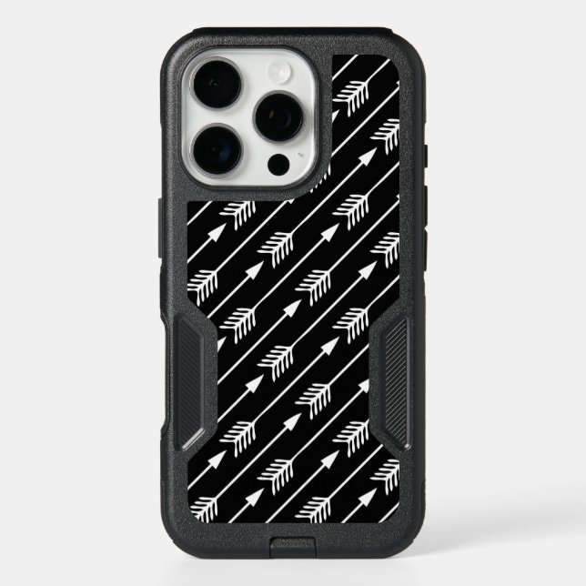 Black and White Arrows Pattern Otterbox iPhone Case (Back)