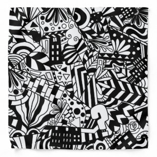 Black and white art abstract pattern bandana