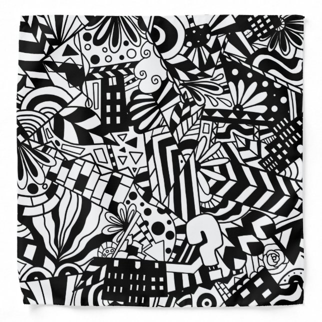 Black and white art abstract pattern bandana (Front)