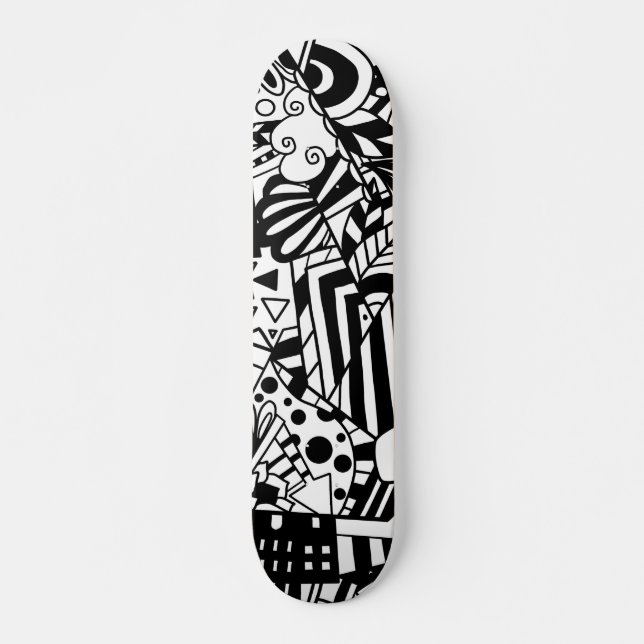 Black and white art abstract pattern skateboard (Front)