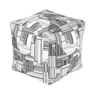 Black and White Art Deco Cube Pouf