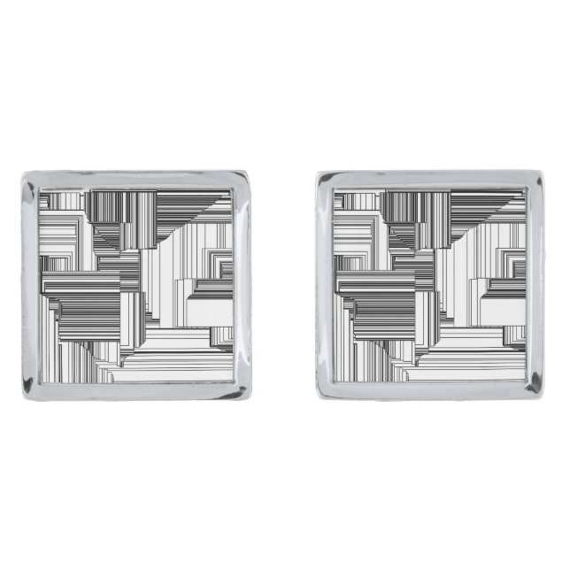 Black and White Art Deco Cufflinks (Front)