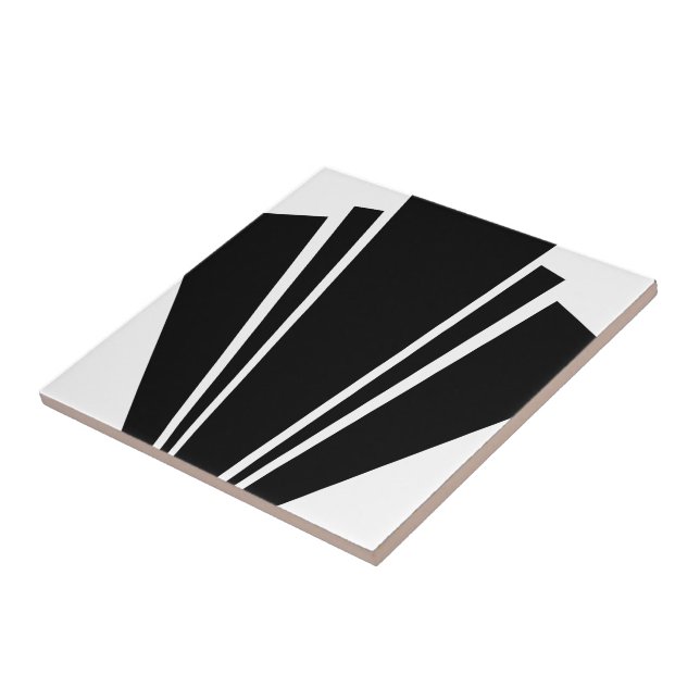 Black And White Art Deco Design Ceramic Tile (Side)