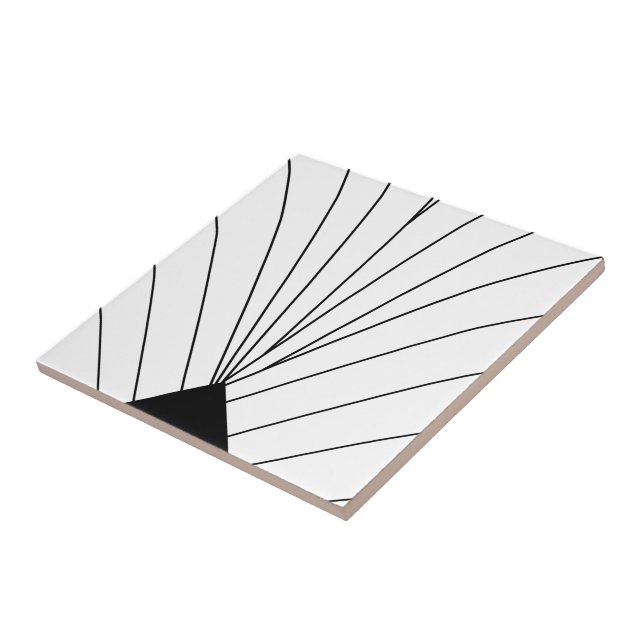 Black And White Art Deco Design Ceramic Tile (Side)