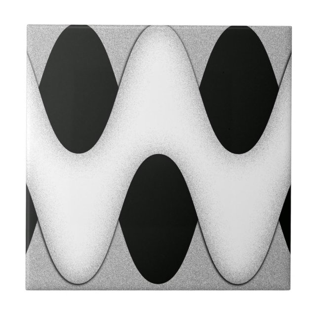 Black and White Art Deco Design Ceramic Tile (Front)
