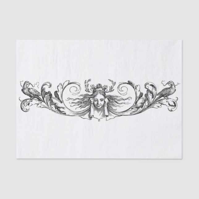 Black and White Art Deco Design Decoupage Tissue Paper (Front)