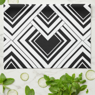 Black And White Art Deco Design Kitchen Towel
